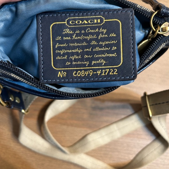 Coach Navy and Beige Signature Crossbody Bag Coach Vintage Denim Crossbody Bag - Picture 3 of 6